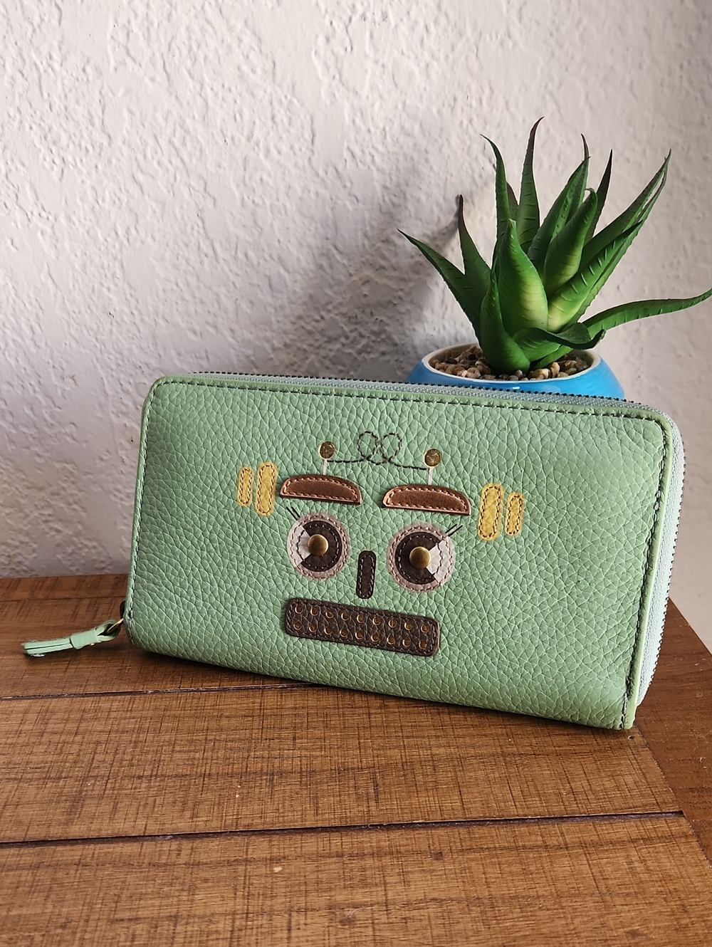 Vintage Fossil Robot Y2K Style Leather Wallet